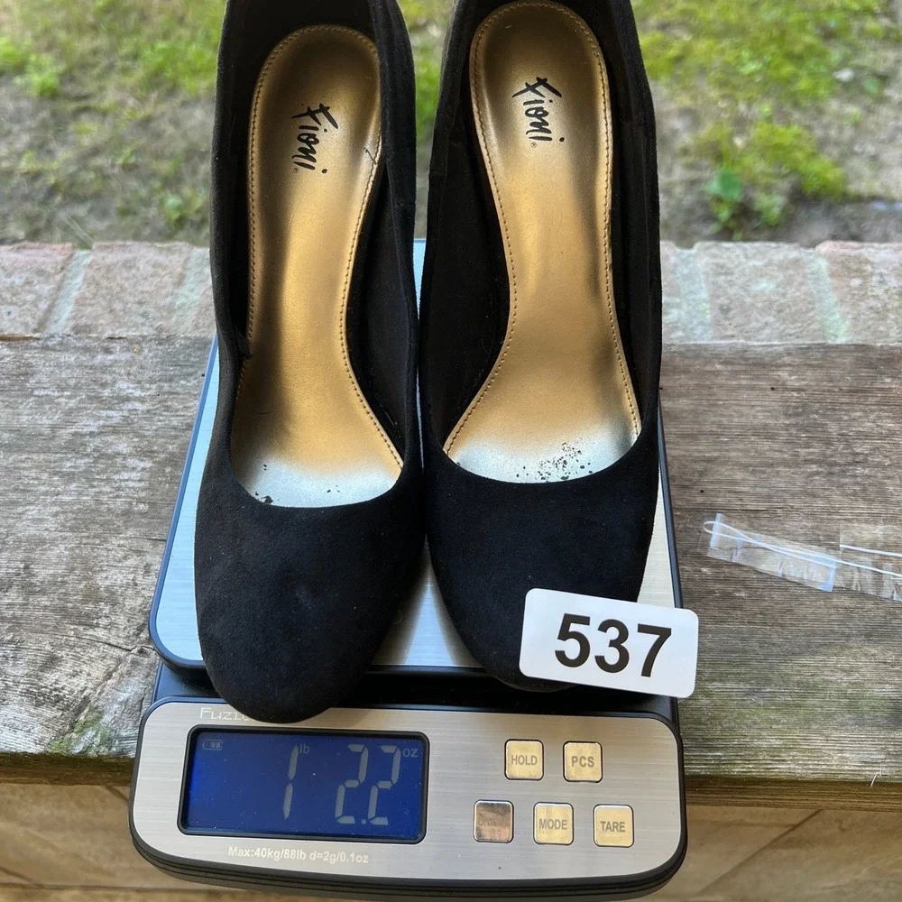 Fioni Womens Black Faux Suede Round Toe Block Heel Pumps‎ Size 7.5 164079